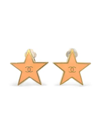 Pre-owned Chanel 2001 Star Cc Clip-on Earrings