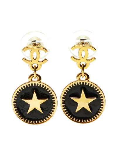 Pre-owned Chanel 2001 Star-detail Earrings In Gold