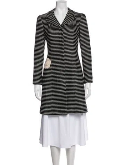 Pre-owned Chanel 2001 Striped Coat In Black
