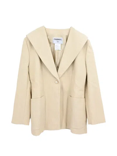 Pre-owned Chanel 2001 Striped Jacket In Neutrals
