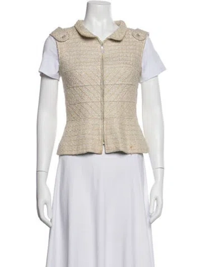 Pre-owned Chanel 2001 Tweed Pattern Vest In Neutrals