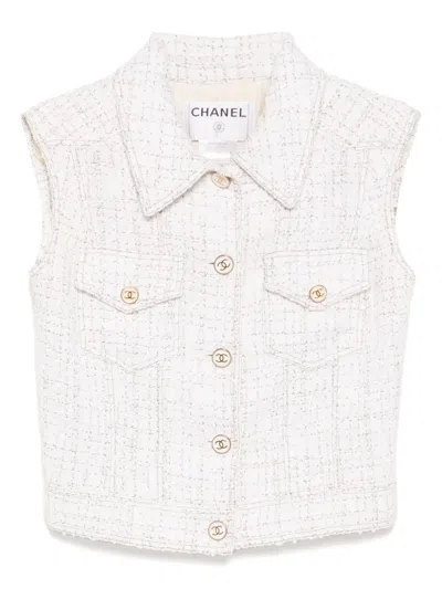 Pre-owned Chanel 2001 Tweed Sleeveless Jacket