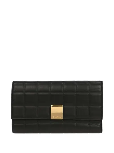 Pre-owned Chanel 2001-2003 Choco Bar Wallet In Black