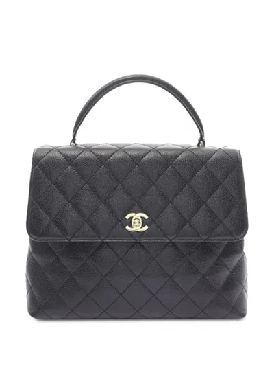 Pre-owned Chanel 2002-2003 Caviar Kelly Top Handle Handbag In Black