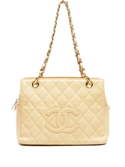 Pre-owned Chanel 2002-2003 Caviar Leather Shoulder Bag In Neutral