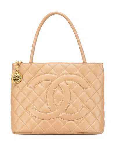 Pre-owned Chanel 2002-2003 Caviar Medallion Tote Bag In Brown