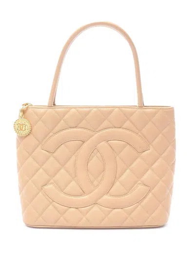 Pre-owned Chanel 2002-2003 Caviar Medallion Tote Bag In Brown