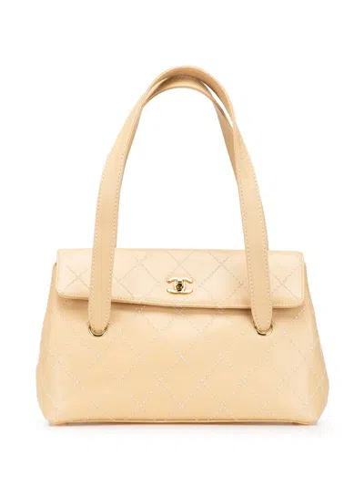 Pre-owned Chanel 2002-2003 Cc Calfskin Wild Stitch Flap Shoulder Bag In Brown
