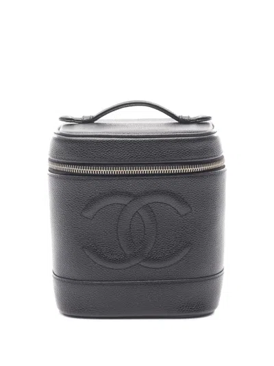 Pre-owned Chanel 2002-2003 Cc Caviar Case Vanity Bag In Black