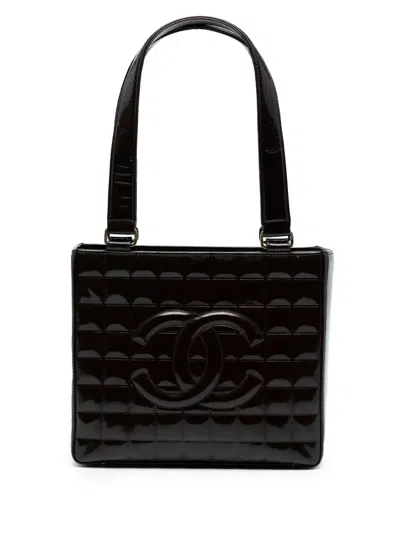 Pre-owned Chanel 2002-2003 Cc Chocolate Bar Patent Shoulder Bag In Brown