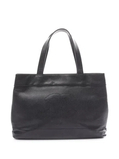 Pre-owned Chanel 2002-2003 Cc Leather Handbag In Black