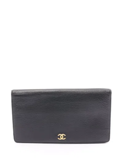 Pre-owned Chanel 2002-2003 Cc Leather Wallet In 黑色