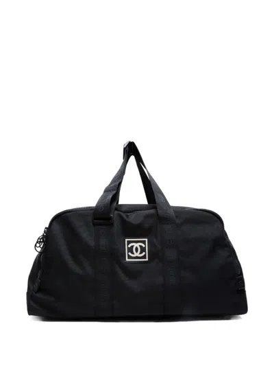 Pre-owned Chanel 2002-2003 Cc Mark Boston Bag In Black