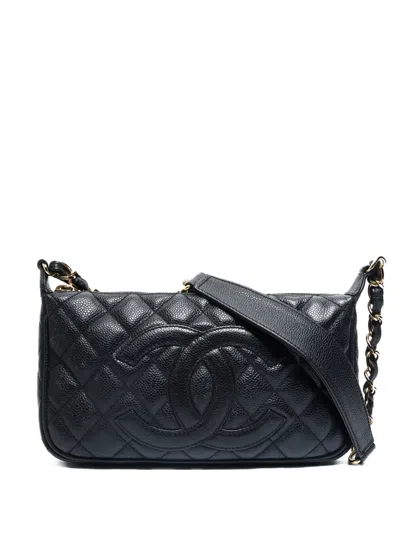 Pre-owned Chanel 2002-2003 Cc Mark Matelassé Shoulder Bag In Black