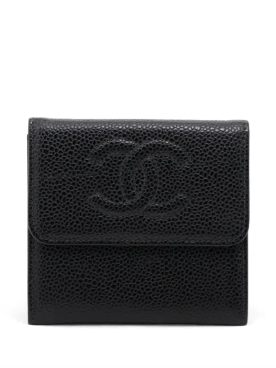 Pre-owned Chanel 2002-2003 Cc-mark Wallet In Black