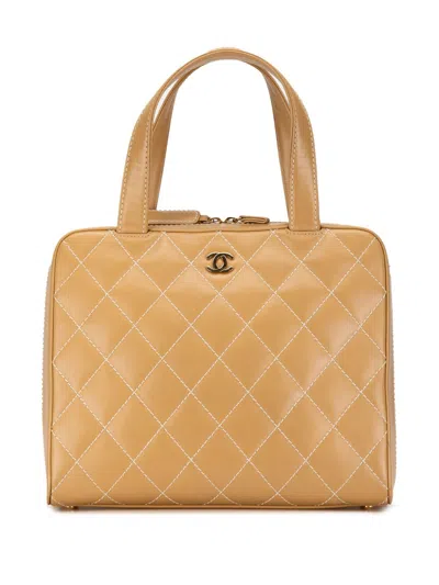 Pre-owned Chanel 2002-2003 Cc Wild Stitch Handbag In Brown