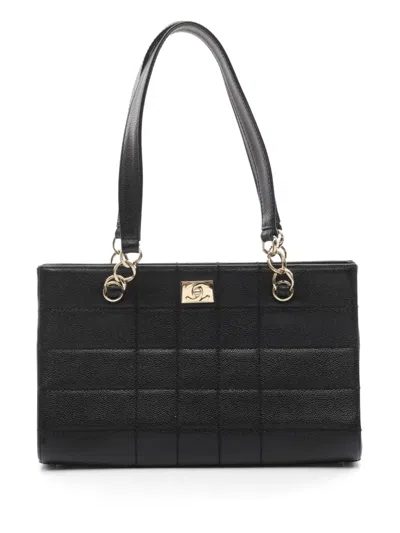 Pre-owned Chanel 2002-2003 Choco Bar Shoulder Bag In Black