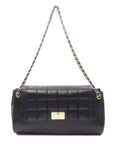 Pre-owned Chanel 2002-2003 Chocolate Bar W Lambskin Shoulder Bag In Black