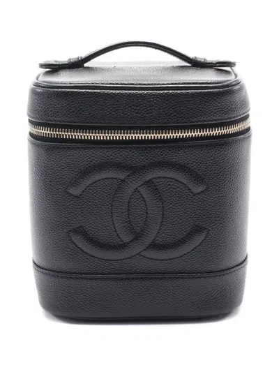 Pre-owned Chanel 2002-2003 Coco Mark Vanity Bag In Black
