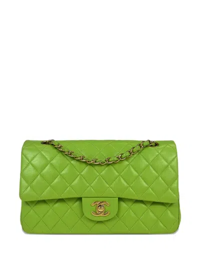 Pre-owned Chanel 2002-2003 Double Flap Shoulder Bag In Green
