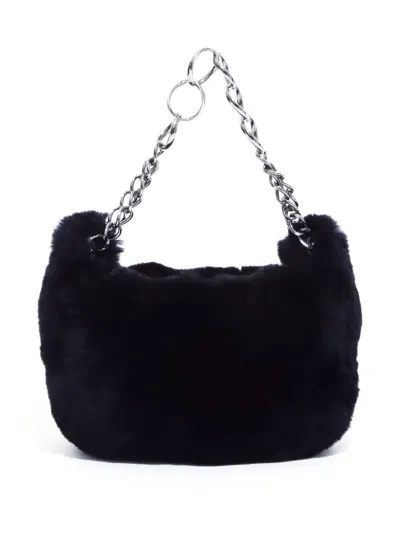 Pre-owned Chanel 2002-2003 Faux-fur Shoulder Bag In Black