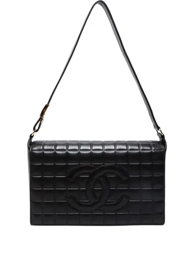 Pre-owned Chanel 2002-2003 Interlocking Cc Choco Bar Shoulder Bag In Black