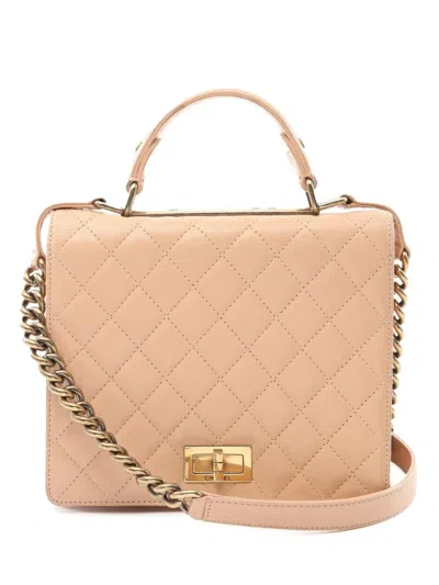 Pre-owned Chanel 2002-2003 Large Quilted Goatskin Rita Top Handle Flap Satchel