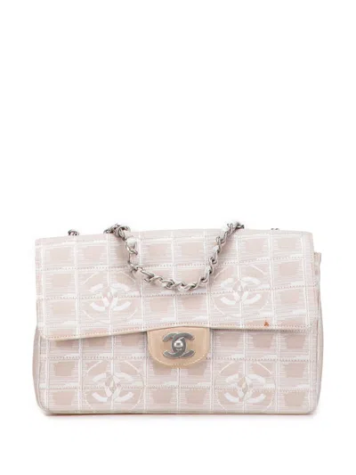 Pre-owned Chanel 2002-2003 Medium New Travel Line Nylon Single Flap Shoulder Bag In Brown