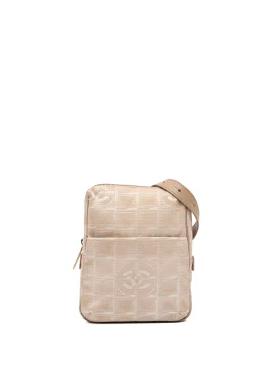 Pre-owned Chanel 2002-2003 New Travel Line Nylon Crossbody Bag In Brown