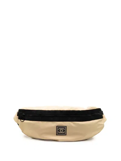 Pre-owned Chanel 2002-2003 Nylon Cc Sport Line Belt Bag In Brown