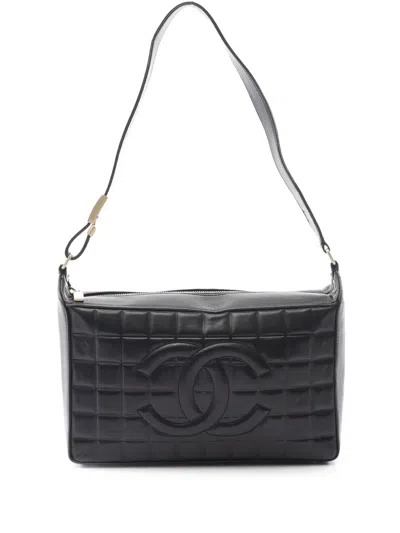 Pre-owned Chanel 2002-2003 Quilted Lambskin Chocolate Bar Shoulder Bag In Black