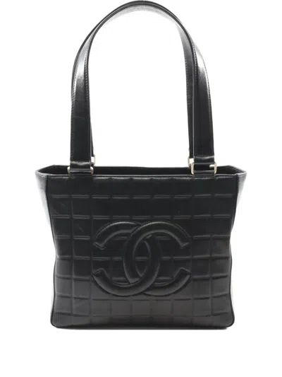 Pre-owned Chanel 2002-2003 Quilted Lambskin Tote Bag In Black