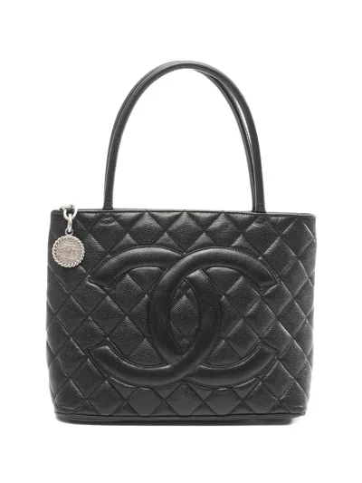 Pre-owned Chanel 2002-2003 Quilted Tote Bag In Black
