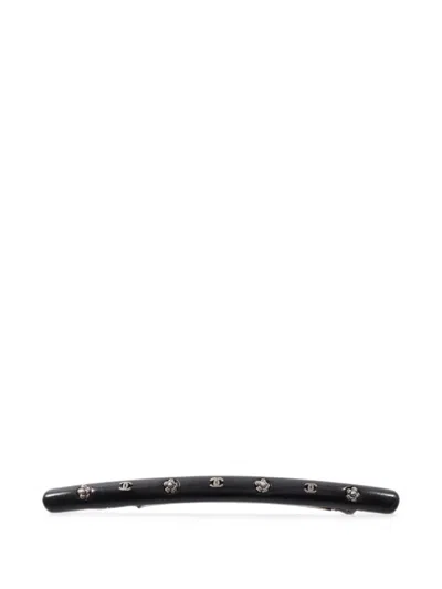 Pre-owned Chanel 2002 Camellia Hair Clip In Black