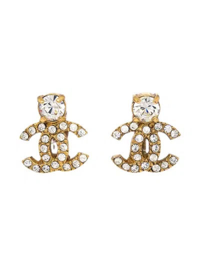 Pre-owned Chanel 2002 Cc Clip-on Earrings In Gold