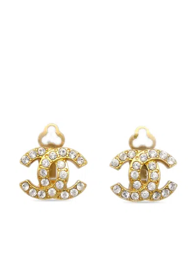 Pre-owned Chanel 2002 Cc Clip-on Earrings In Gold