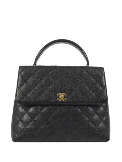 Pre-owned Chanel 2002 Cc Diamond-quilted Handbag In Black