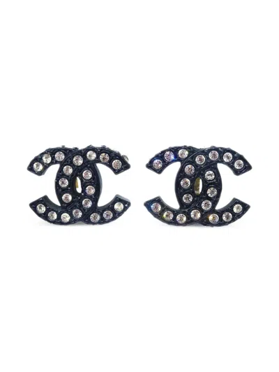 Pre-owned Chanel 2002 Cc Earrings In Black