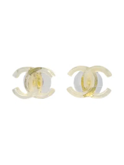 Pre-owned Chanel 2002 Cc Logo Stud Earrings
