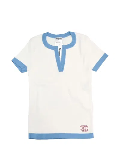 Pre-owned Chanel 2002 Cc Logo T-shirt In White