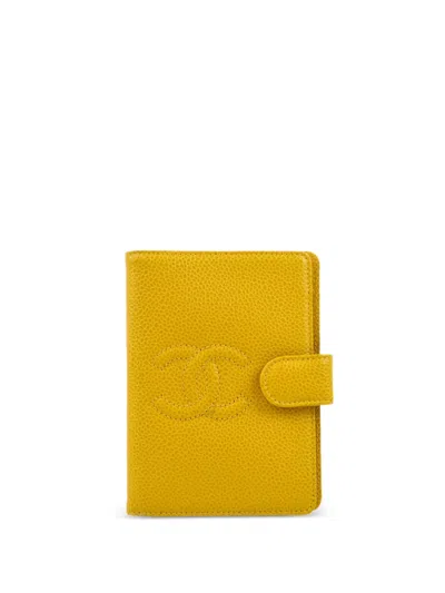 Pre-owned Chanel 2002 Cc Notebook Cover In Yellow