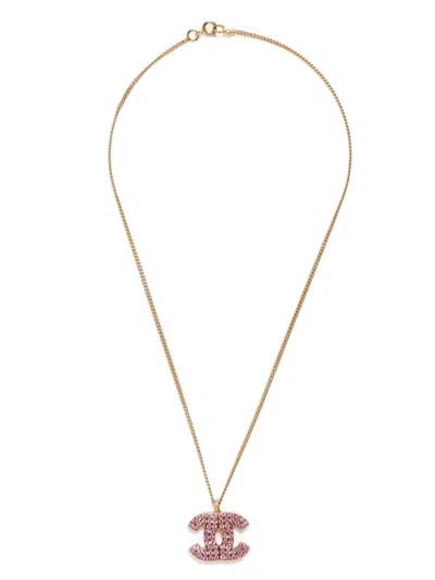 Pre-owned Chanel 2002 Cc Pendant Necklace In Gold