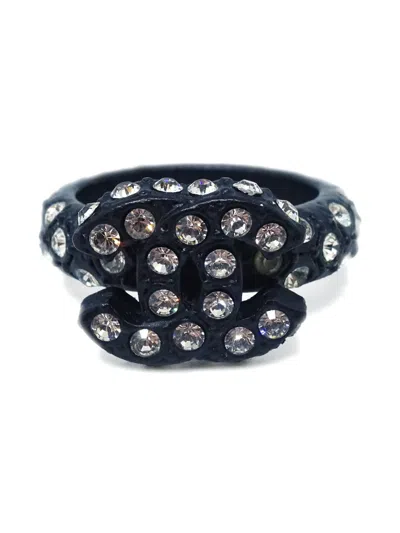 Pre-owned Chanel 2002 Cc Ring In Black