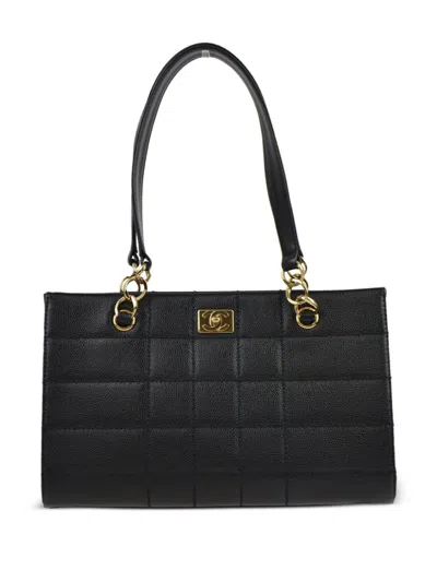 Pre-owned Chanel 2002 Choco Bar Handbag In Black