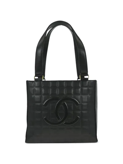 Pre-owned Chanel 2002 Choco Bar Tote Bag In Black
