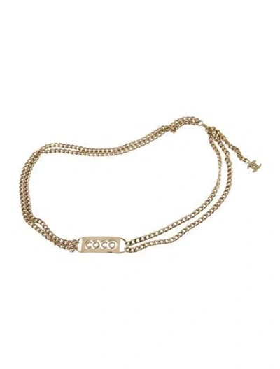 Pre-owned Chanel 2002 Coco Chain-link Belt In Gold