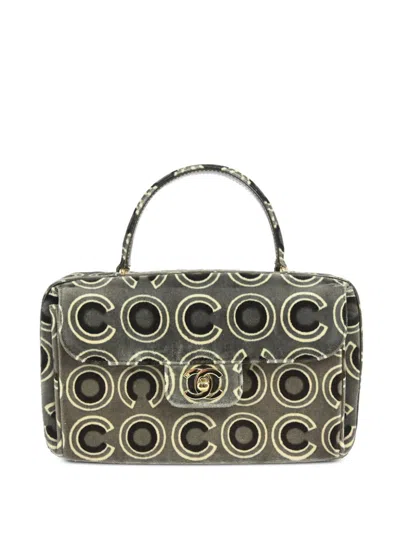 Pre-owned Chanel 2002 Coco Top Handle Handbag In Black