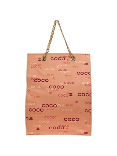 Pre-owned Chanel 2002 Coco Tote Bag In Pink