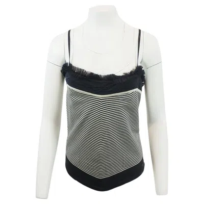 Pre-owned Chanel 2002 Cruise Navy/white Stripe Camisole In Gray