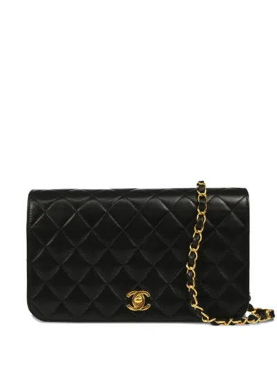 Pre-owned Chanel 2002 Diamond Quilted Full Flap Shoulder Bag In Black